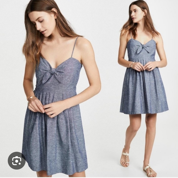 Madewell Chambray Tie Front Mini Dress Size 2 - Picture 1 of 6